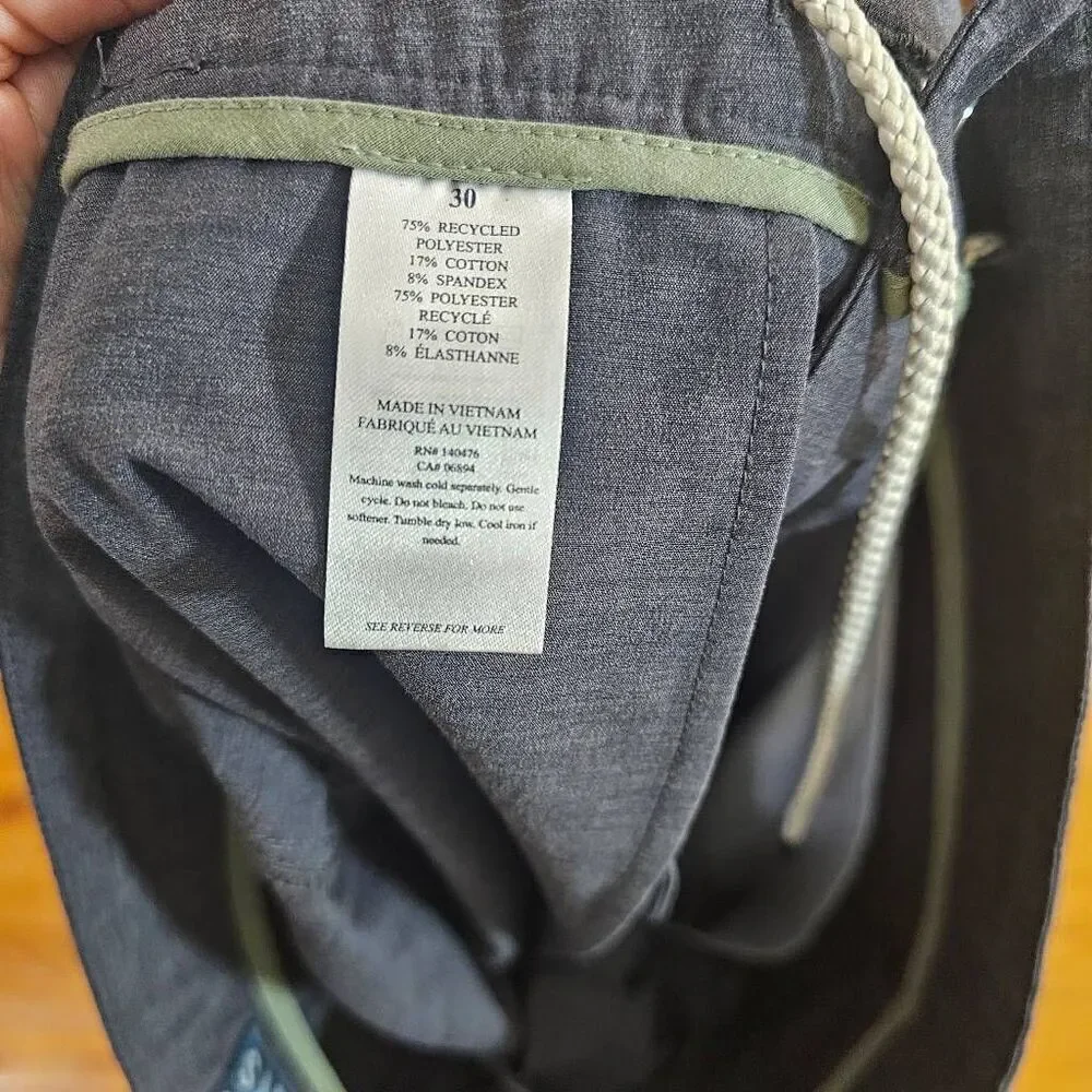 Faherty Mens Charcoal Gray All Day Shorts Size 30 9 Inch Inseam Stretch